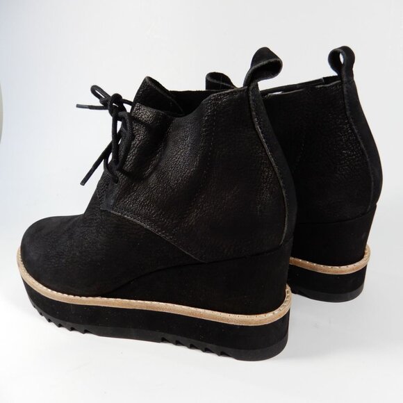 EILEEN FISHER Capa Wedge Boots Booties Size 7 Black Nubuck Leather NEW $265 - Picture 5 of 11